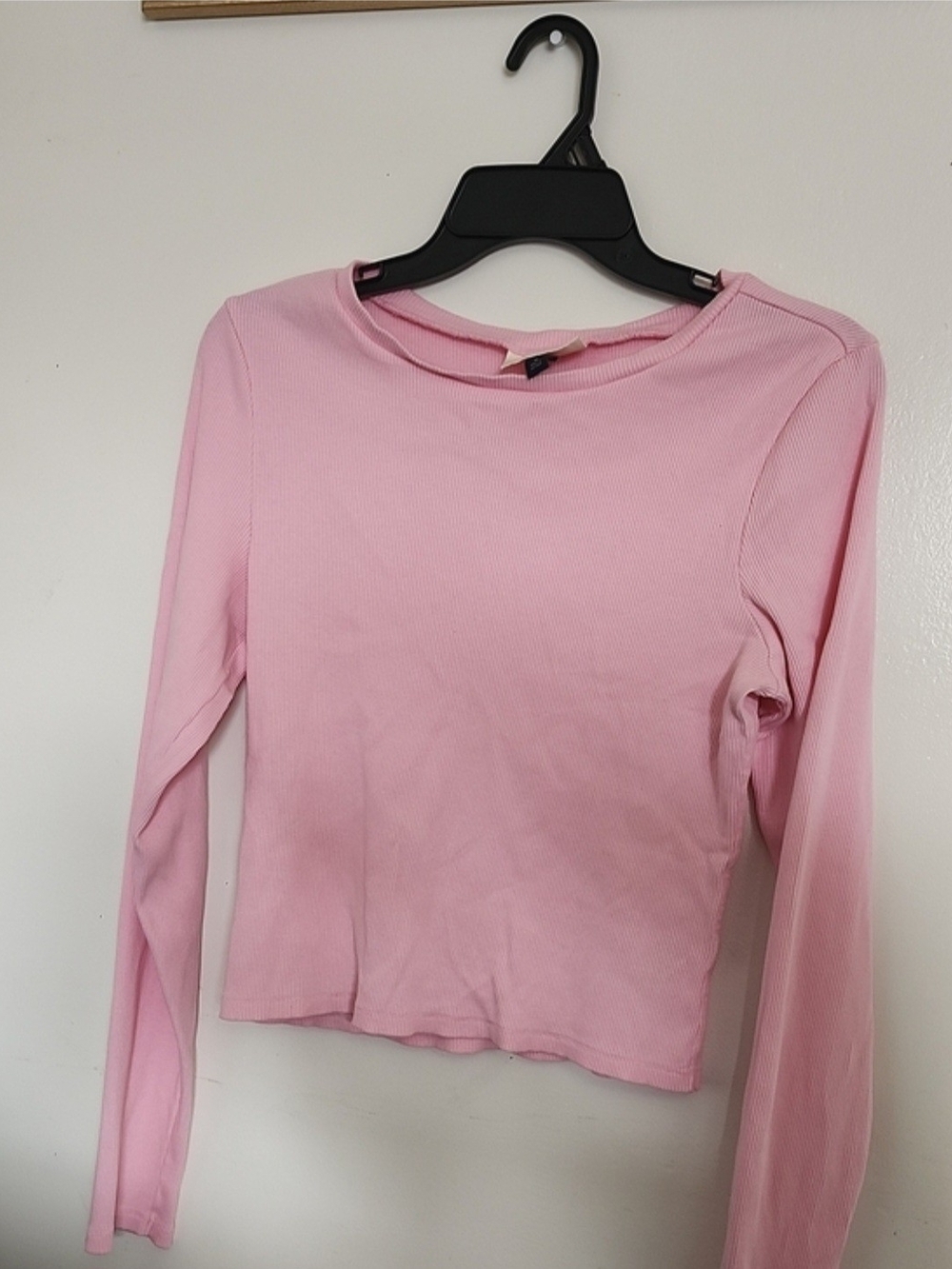 Universal Thread Ribbed Long Sleeve Crewneck Top Pink Medium